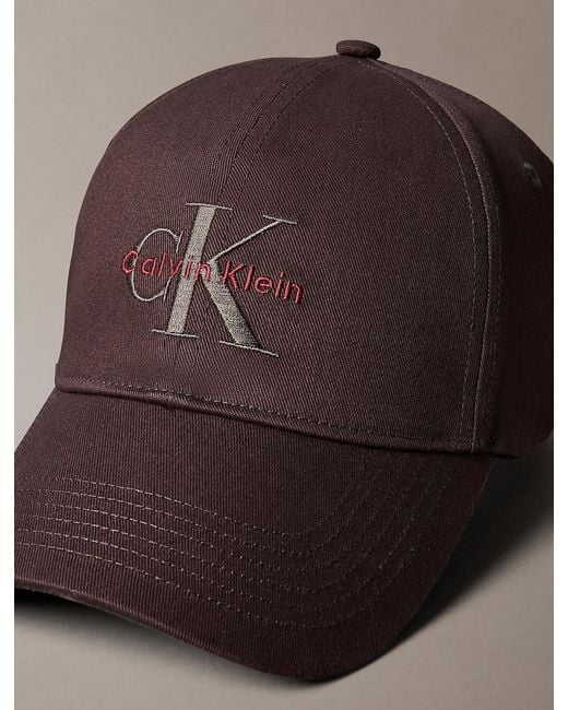 Calvin Klein Brown Embroidered Monogram Logo Twill Cap for men