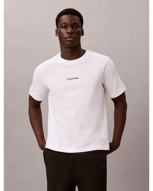 Calvin Klein White Performance Cotton Blend Gym T-Shirt for men