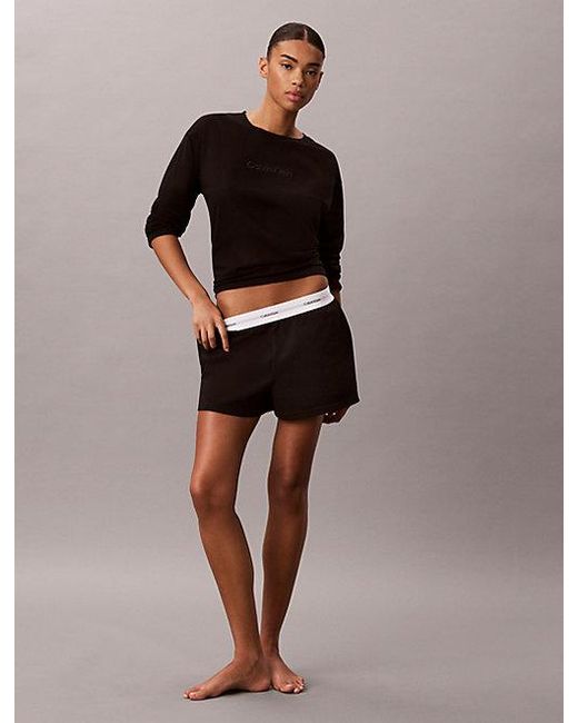 Calvin Klein Black Cotton Jersey Lounge Shorts