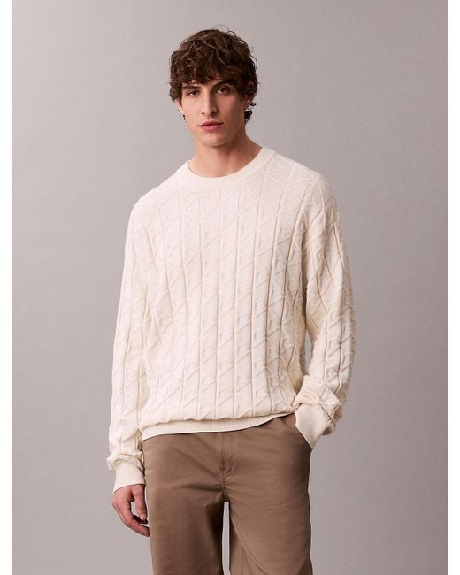 Calvin Klein Natural Allover Emblem Logo Relaxed Jumper for men