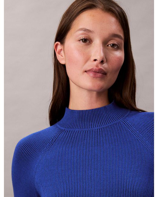 Maglione A Collo Alto A Costine di Calvin Klein in Blue
