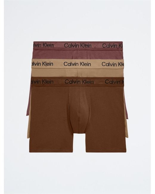 Calvin Klein Brown Stencil Logo Cotton Stretch 3-pack Boxer Brief for men