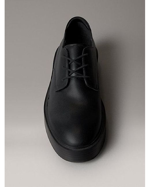 Calvin Klein Black Schnürschuhe Aus Leder Mit Blockabsatz