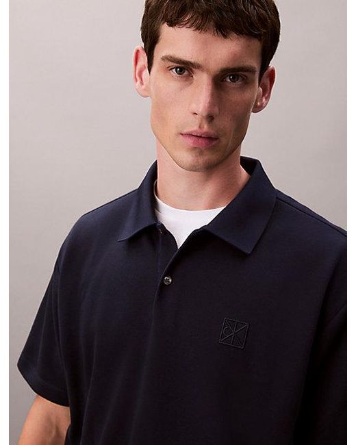 Calvin Klein Black Cotton Blend Pique Classic Polo Shirt for men