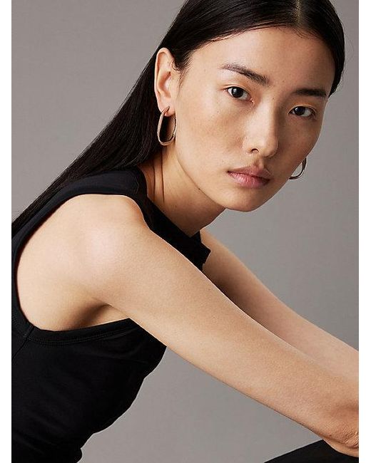 Calvin Klein Metallic Sculpted Hoop Earrings