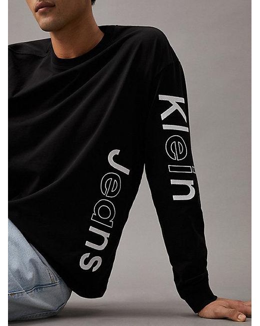 Calvin Klein T-shirt Met Lange Mouwen En Grafisch Logo in het Black voor heren