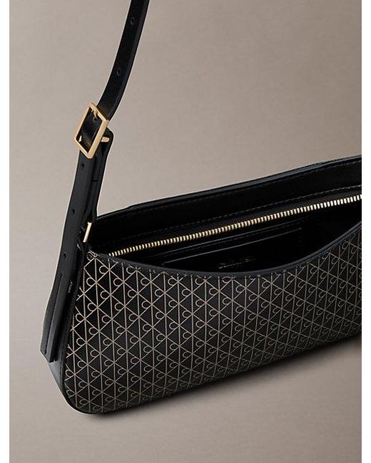 Calvin Klein Gray Small Coated Emblem Logo Shoulder Bag