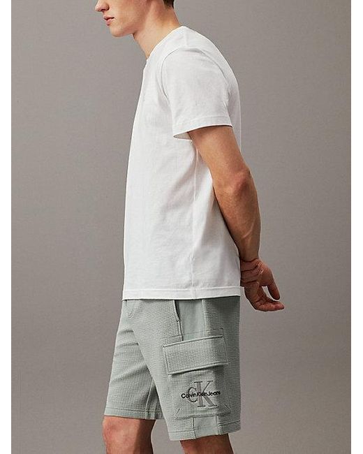 Shorts de chándal cargo de tejido gofrado Calvin Klein de hombre de color Gray