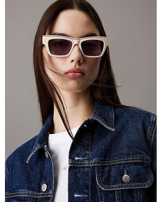 Calvin Klein Pink Jeans Modified Rectangle Sunglasses