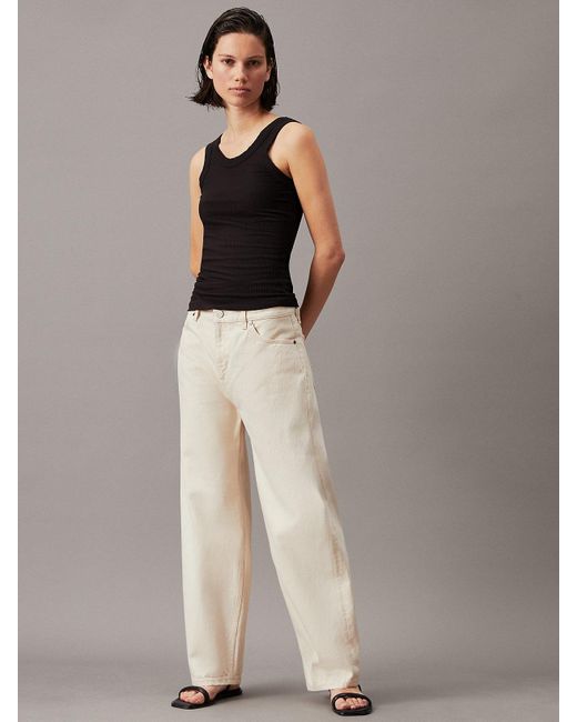 Jean barrel leg high rise Calvin Klein en coloris Natural