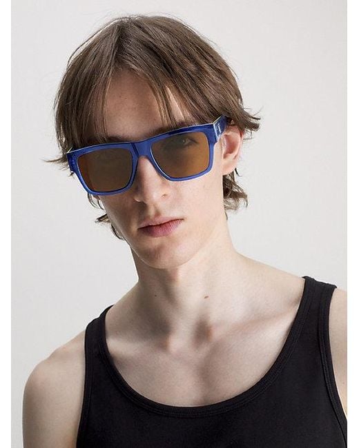 Calvin Klein Blue Jeans Rectangle Sunglasses for men