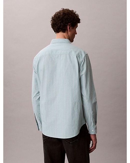 Calvin Klein Relaxed Gestreept Button-Down Overhemd in het Gray voor heren