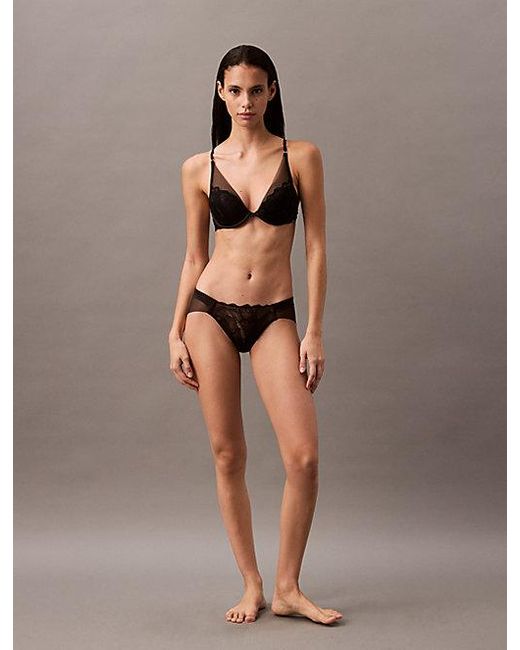 Calvin Klein Brown Plunge Bra Ck Floral Lace