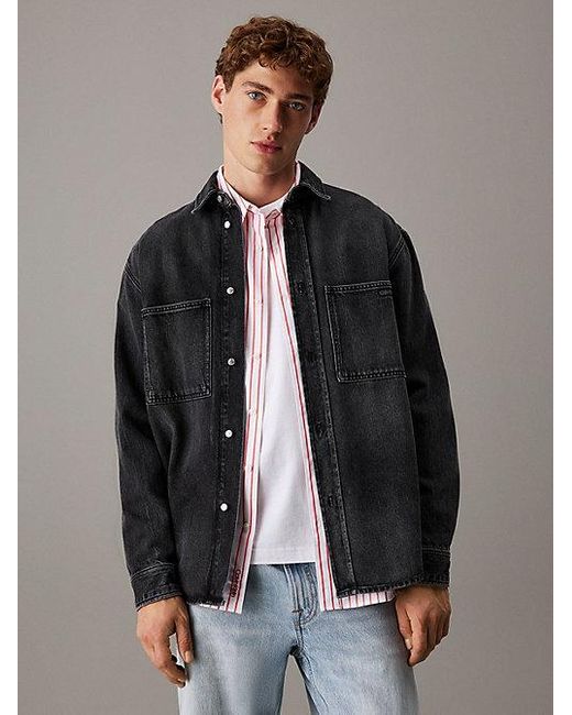 Calvin Klein Relaxed Denim Overhemd in het Gray voor heren