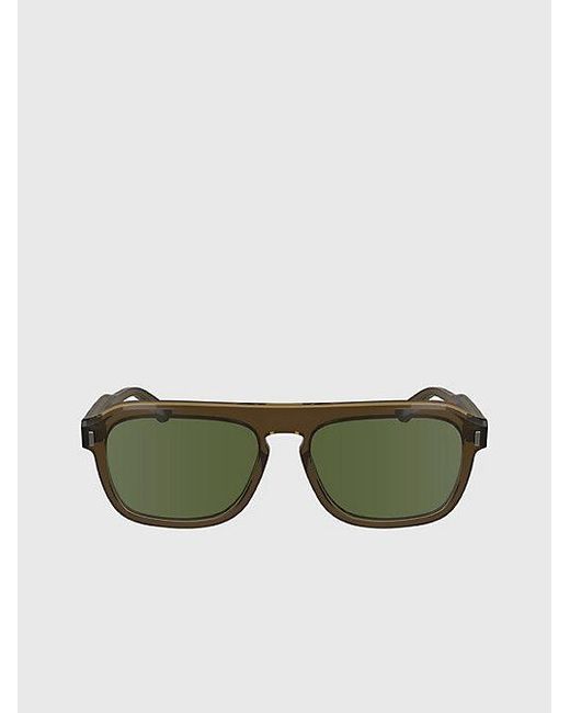 Calvin Klein Green Modified Rectangle Sunglasses for men