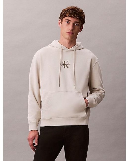 Calvin Klein Natural Jeans Cotton Terry Monogram Hoodie for men