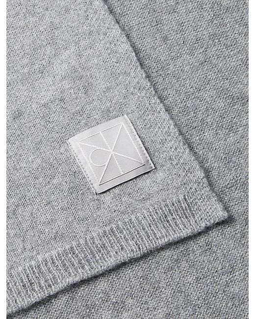 Calvin Klein Gray Cashmere Emblem Logo Scarf for men