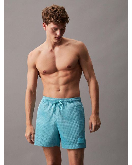 Calvin Klein Blue Ripstop Medium Drawstring Swim Shorts for men