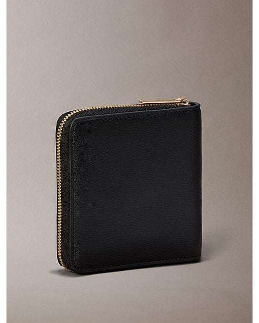 Calvin Klein Black Faux Leather Zip Wallet And Key Fob Set
