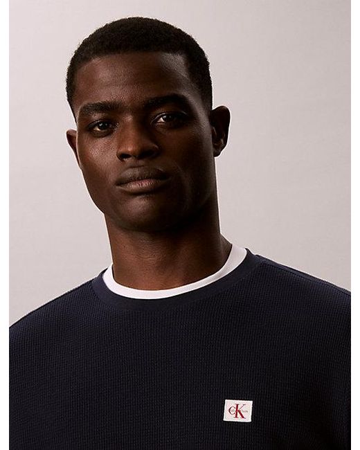 Calvin Klein Black Jeans Long Sleeve Waffle T-Shirt for men
