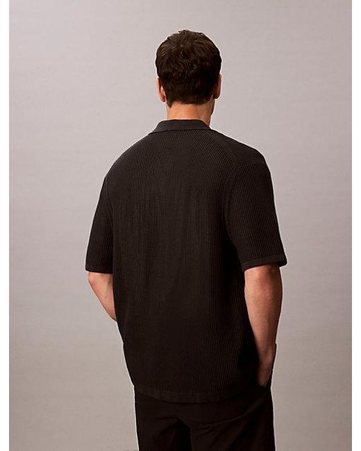 Calvin Klein Button-Down Overhemd Van Katoen Mesh in het Black voor heren