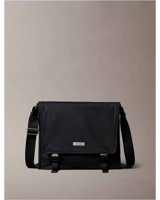 Calvin Klein Gray Matte Nylon Messenger Bag for men