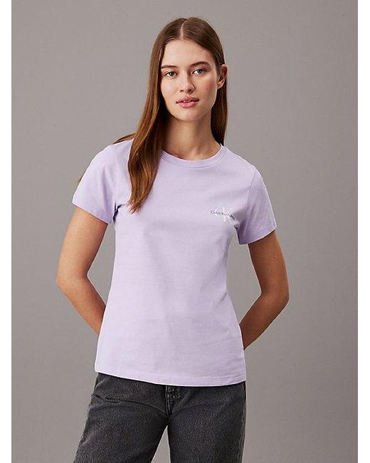 Pack de 2 camisetas slim Calvin Klein de color Purple