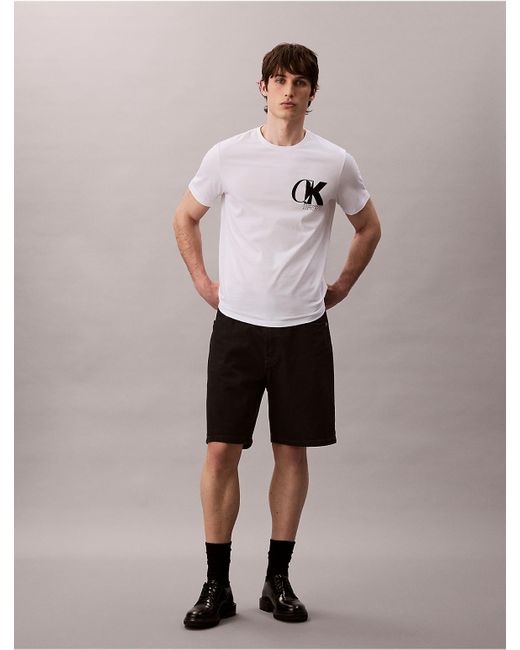 Calvin Klein White Calvin Klein Monogram Logo Macro Sport Graphic Classic T-Shirt for men
