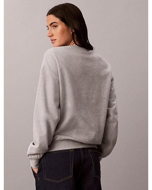 Calvin Klein Gray Jeans Monologo French Terry Relaxed Sweatshirt