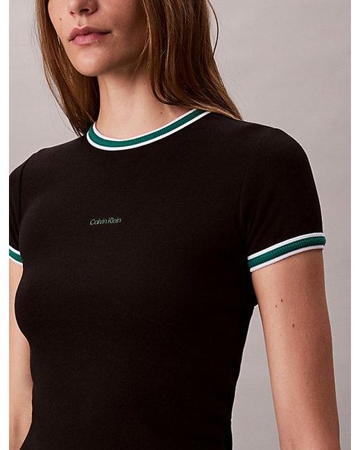 Calvin Klein Black Sportliches, Schmales Geripptes T-Shirt-Kleid