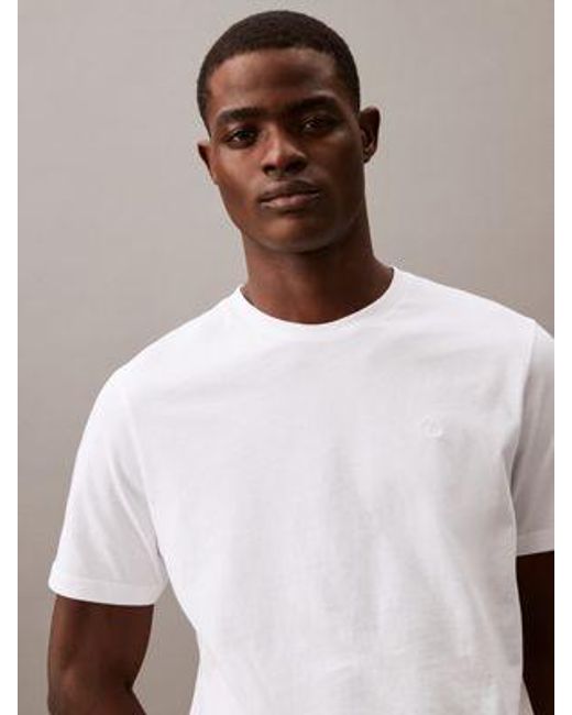 Calvin Klein T-Shirt aus weicher Baumwolle mit Monogramm-Logo in Natural für Herren