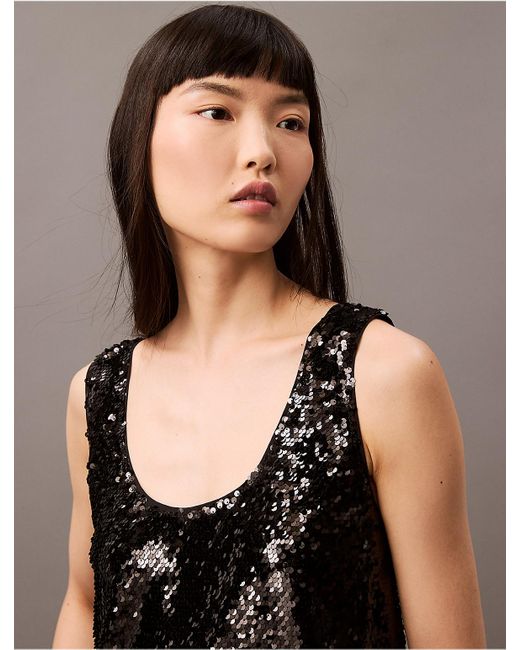 Calvin Klein Blue Sequin Tank Top