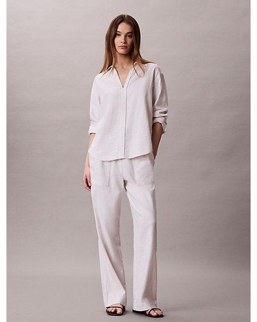 Calvin Klein Multicolor Linen Blend Tunic Shirt