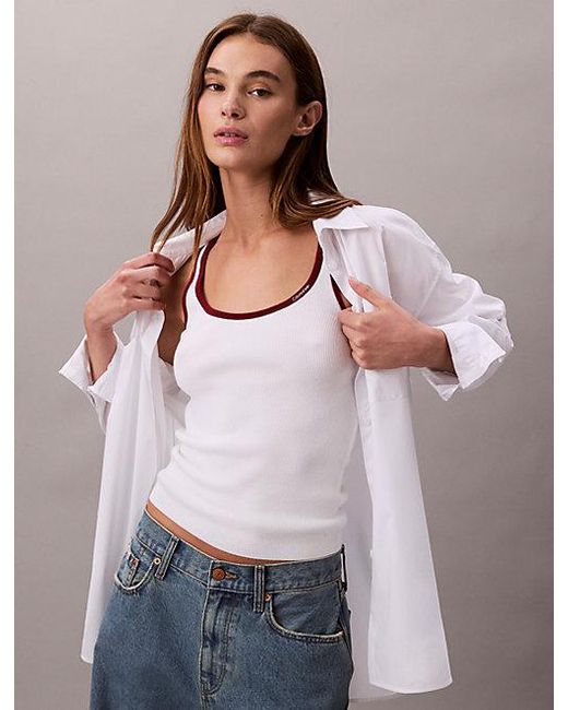 Calvin Klein Multicolor Jeans Contrast Trim Ribbed Tank Top