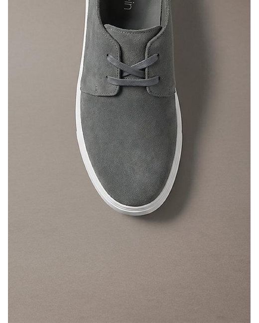 Calvin Klein Gray Suede Hybrid Derby Shoes for men