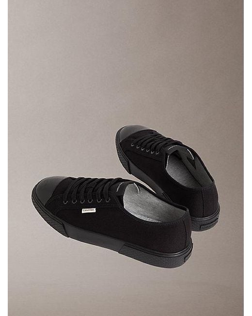 Calvin Klein Gray Ck Leo Canvas Logo Trainers for men