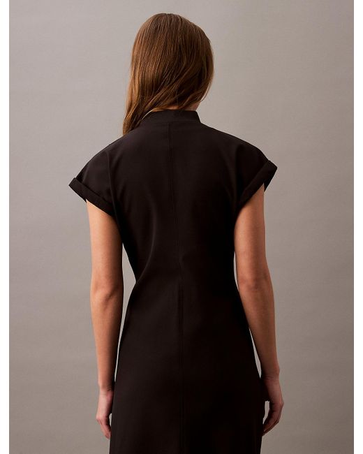 Calvin Klein Brown Tech Stretch Zip Neck Dress