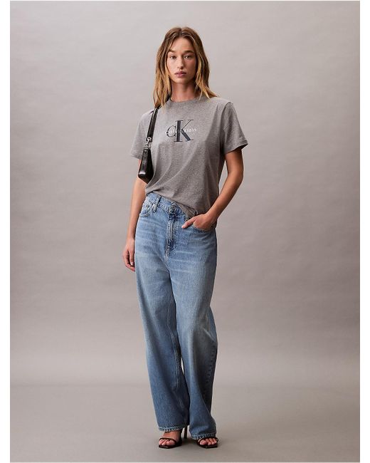 Calvin Klein Gray Calvin Klein Monogram Logo Tee