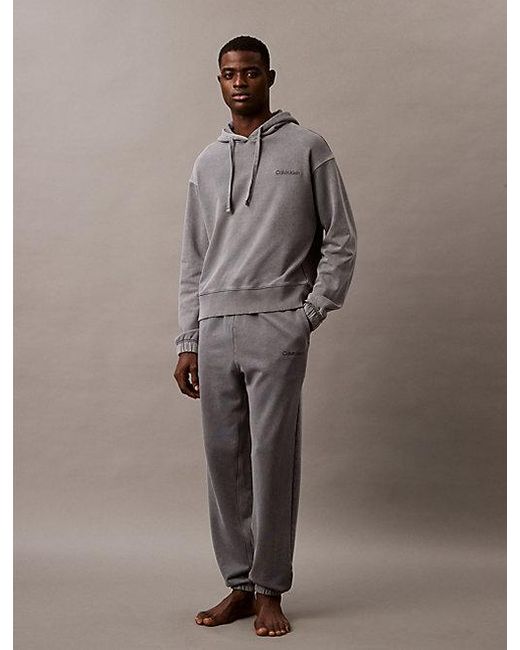 Sudadera de estar por casa con capucha de felpa de algodón Calvin Klein de hombre de color Brown