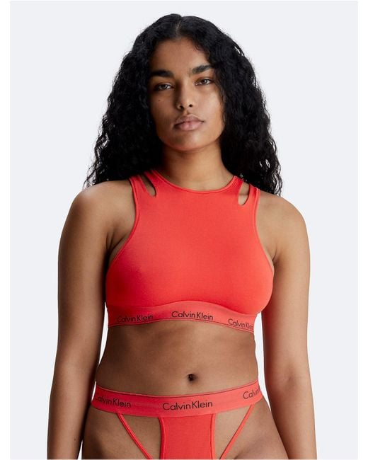 Calvin Klein Red Icon Cotton Modal Deconstructed Unlined Bralette