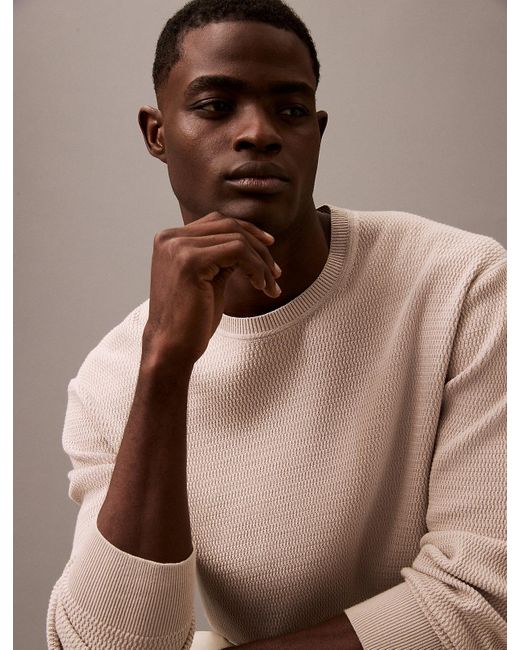Maglione Girocollo di Calvin Klein in Natural da Uomo