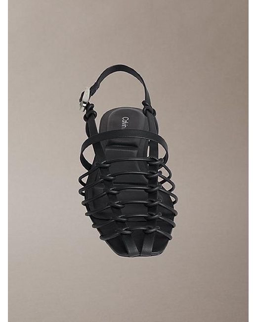 Calvin Klein Black Liliana Leather Strappy Ballerinas