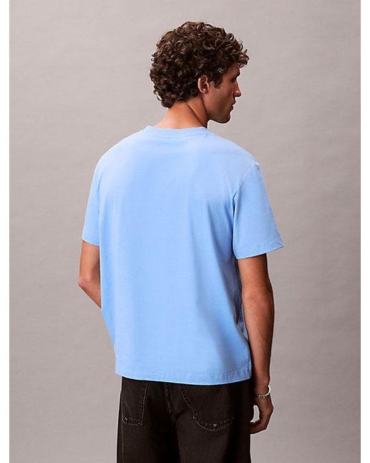 Calvin Klein Blue Jeans Embroidered Nyc Logo T-Shirt for men