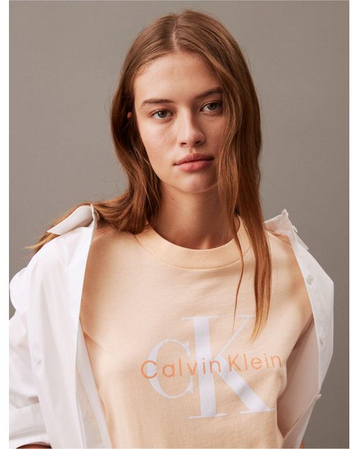 Calvin Klein Brown Monogram Logo Boxy Crewneck T-shirt