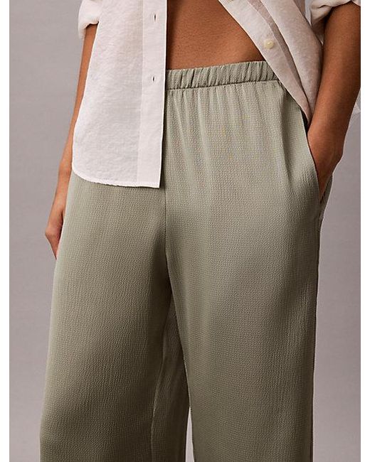 Calvin Klein Natural Hammered Satin Textured Trousers