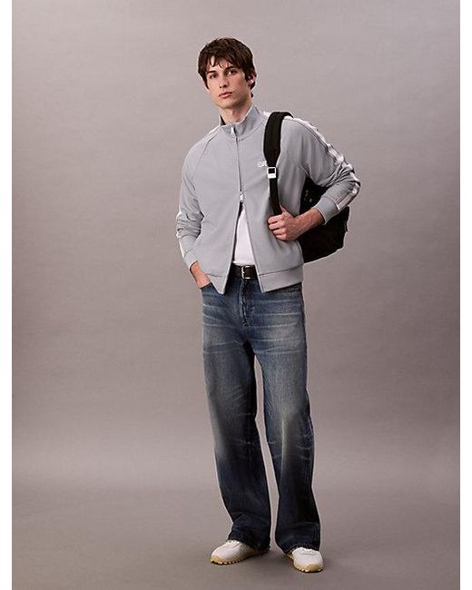 Calvin Klein Stretch Keperstof Track Jacket in het Gray voor heren