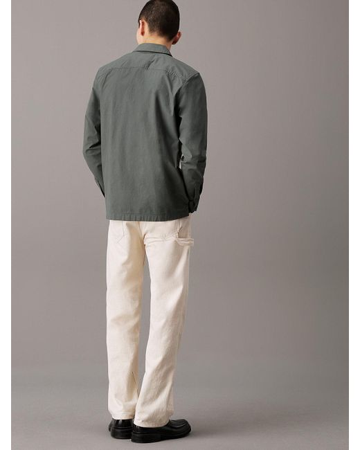 Calvin Klein Gray Relaxed Utility Shirt Jacket for men