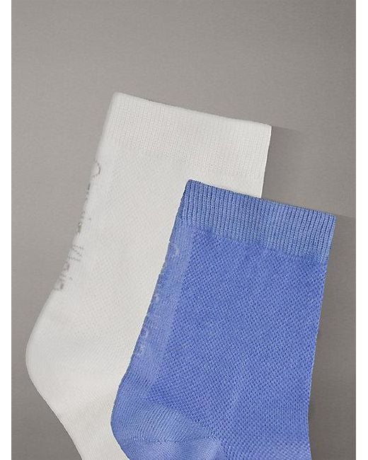 Calvin Klein Blue 2 Pack Moisture-Wicking Mesh Ankle Socks