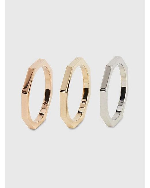 Calvin Klein White Modern 3 -Piece Rings Set
