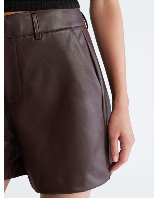 Calvin Klein Black Faux Leather Shorts